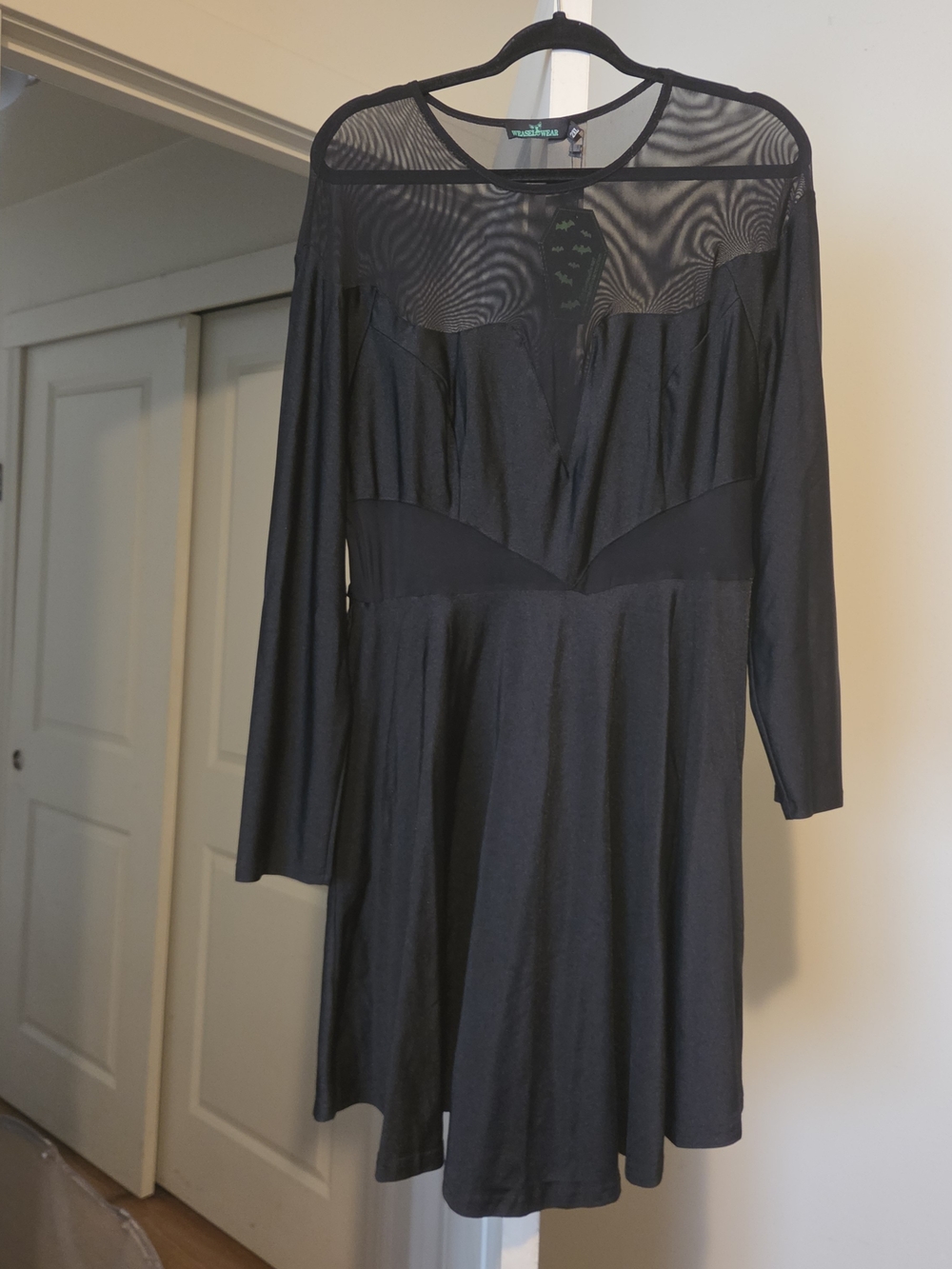 NWT Weasel Wear Black Mesh Skater Dress in 2XL